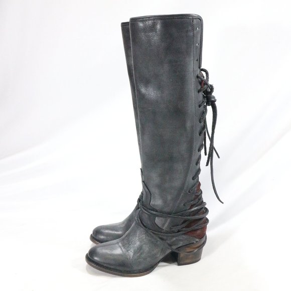 Like New FREEBIRD by STEVEN FB-Coal Grey Leather Boots Sz 9 US Wmn - Picture 3 of 8